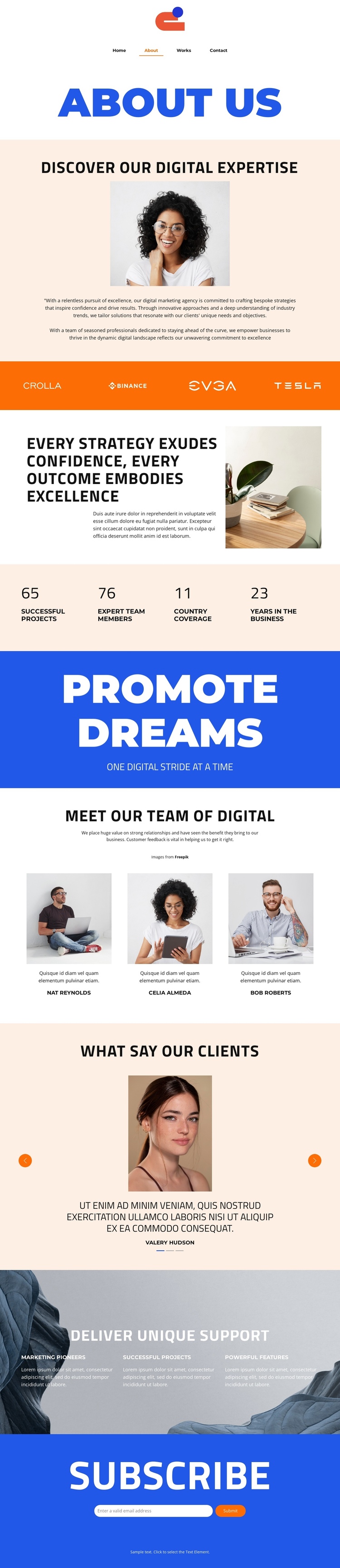 One digital stride at a time One Page Template