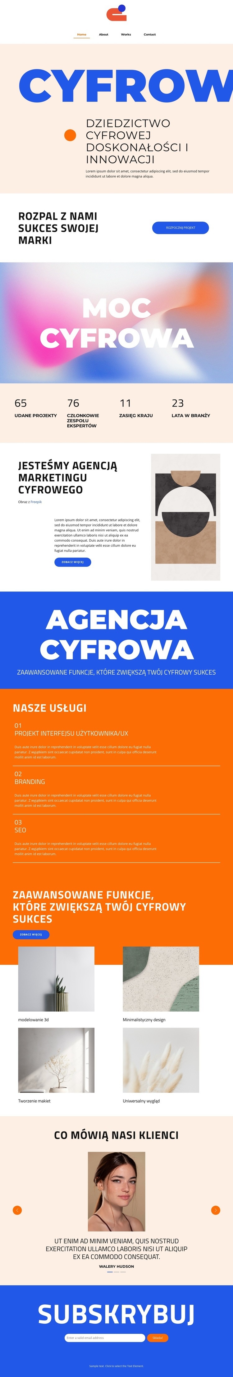 Wzmacniające sny Makieta strony internetowej