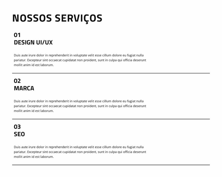 Descubra nossa experiência digital Construtor de sites HTML