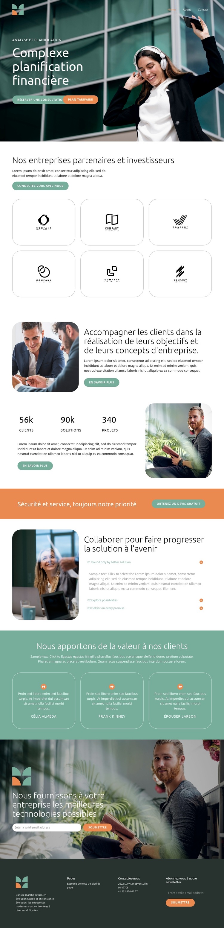 Planification financière complexe Modèle de site Web