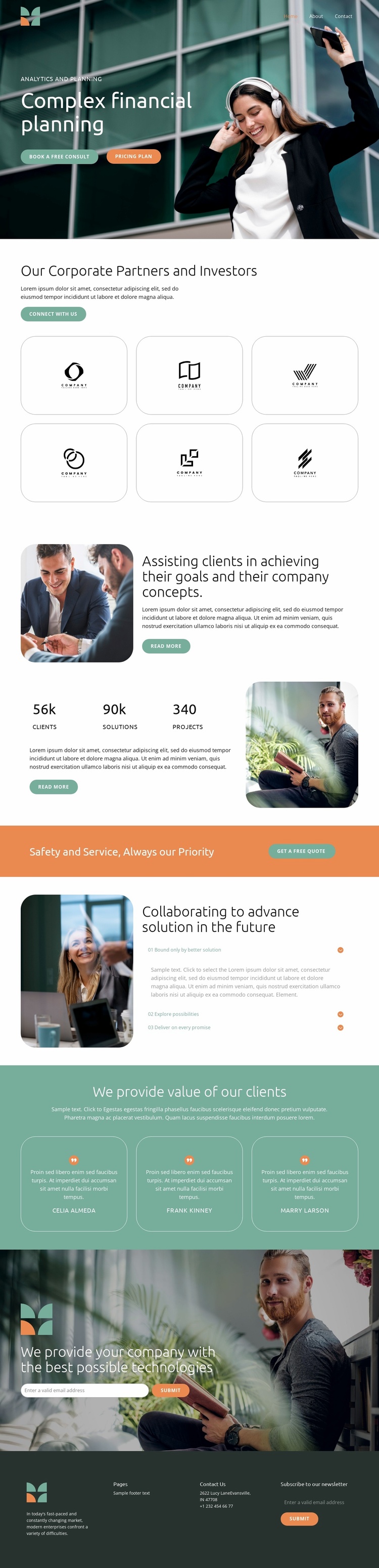 Complex financial planning Landing Page