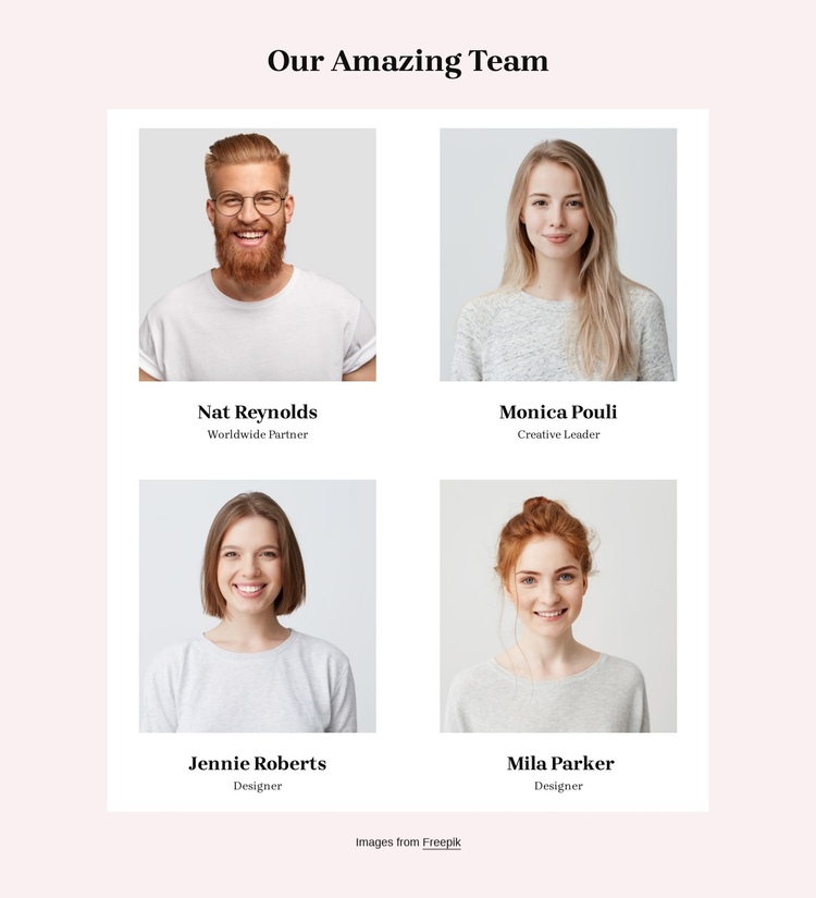 The team member block One Page Template