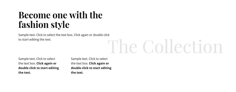 Heading and text in columns Squarespace Template Alternative