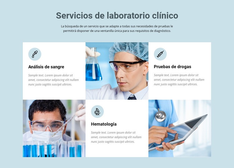 Servicios de laboratorio clínico Maqueta de sitio web