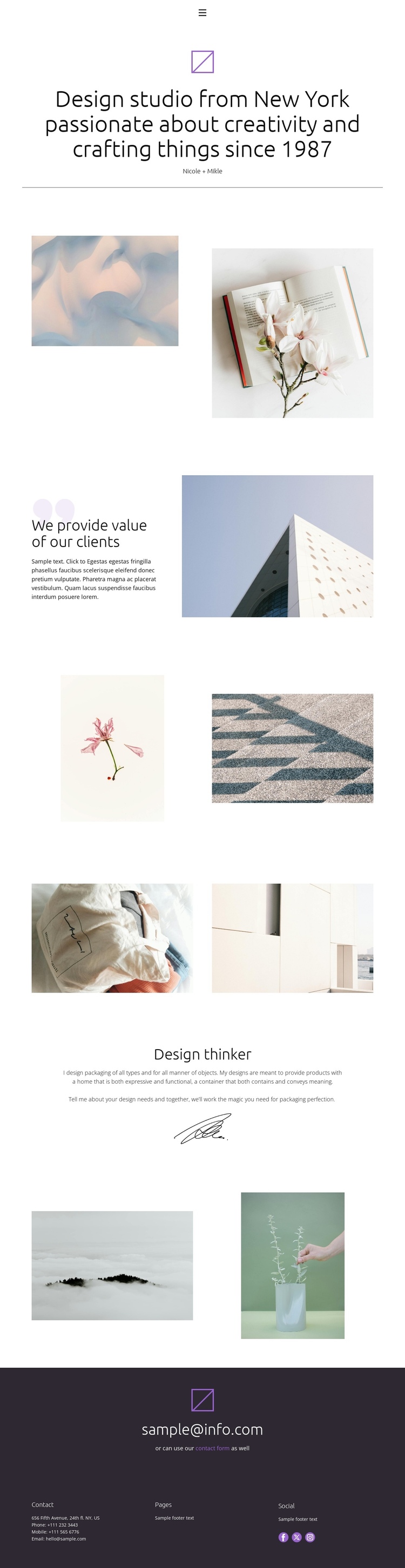 Design studio from New York One Page Template