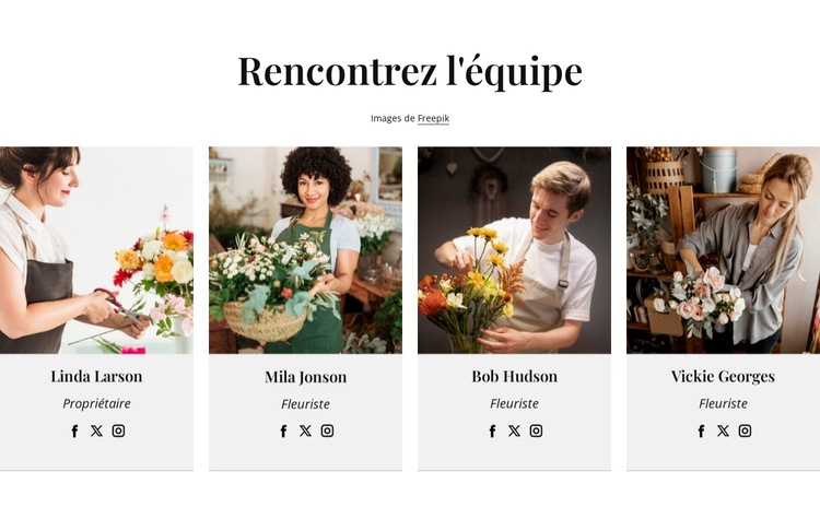 Équipe de fleuristes Modèle de site Web