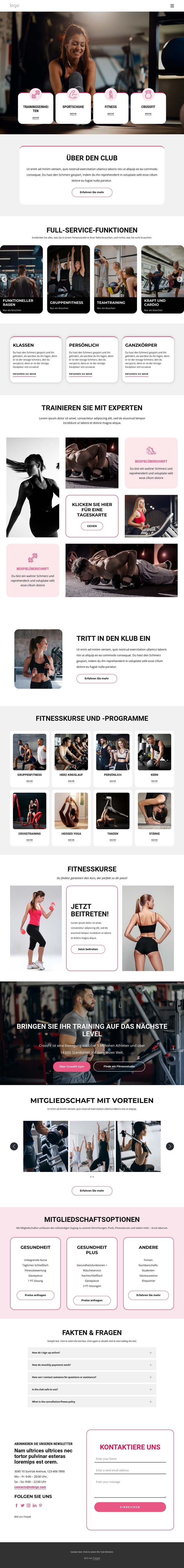 Unser Full-Service-Fitnessstudio Website-Vorlage