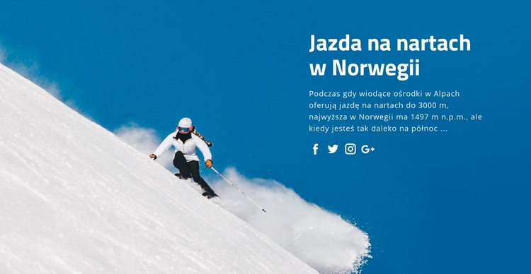 Jazda na nartach w Norwegii Projekt strony internetowej