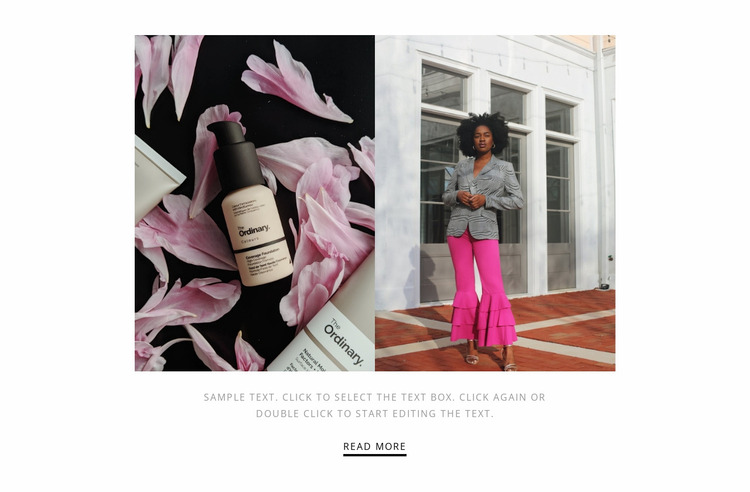Roze kleur in kleding Website mockup