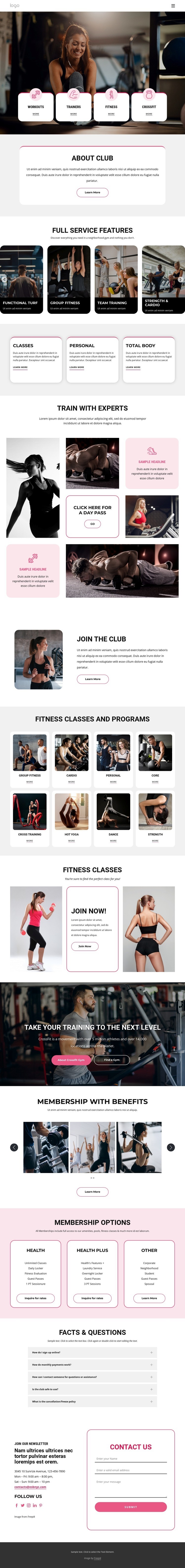 Our full-service gym Wix Template Alternative