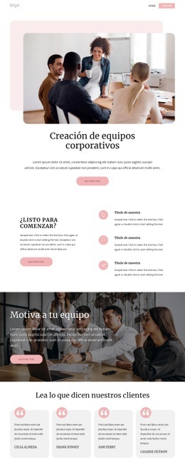 Creación De Equipos Corporativos - Plantilla De Maqueta De Sitio Web