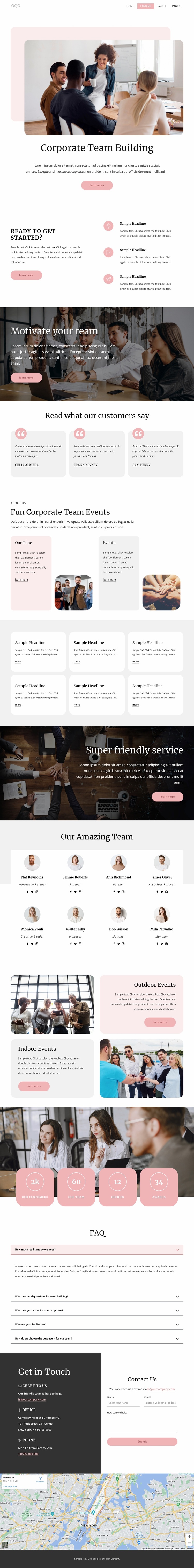 Corporate team building Landing Page