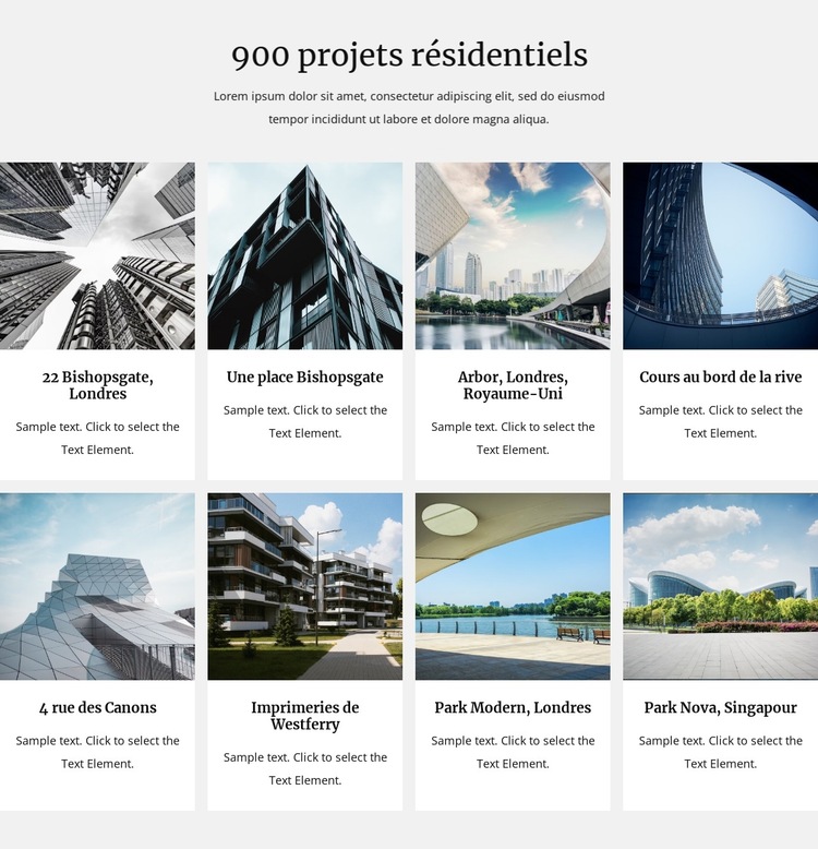 Nos projets résidentiels Modèle de site Web