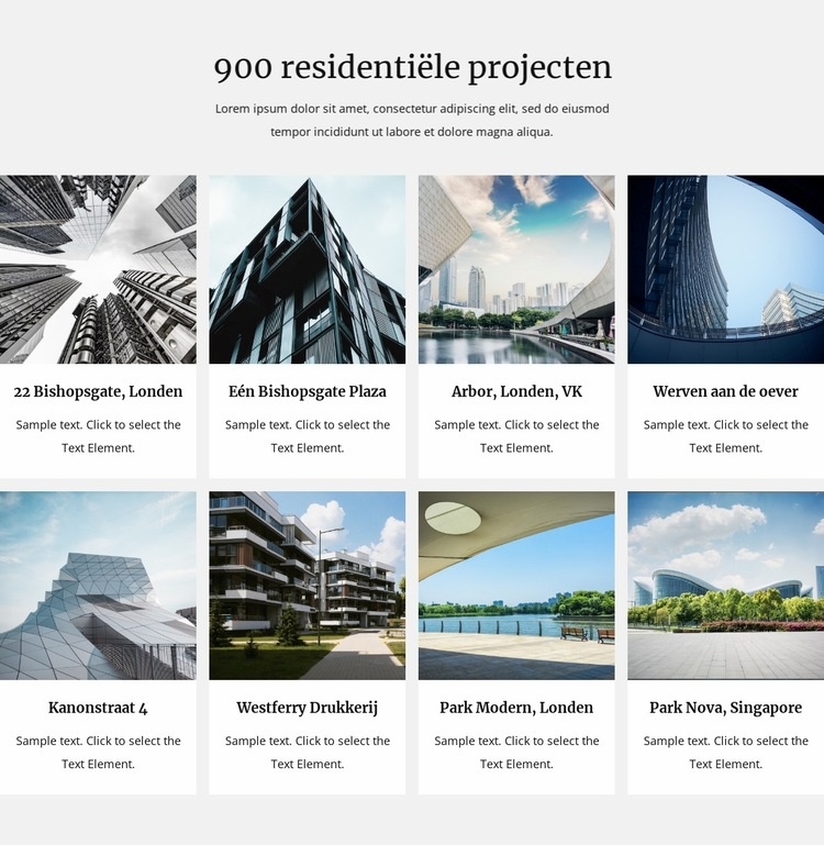 Onze woonprojecten Website mockup