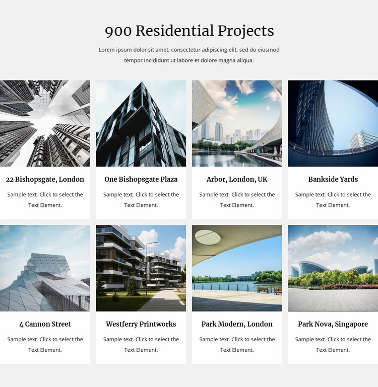Our residental projects Website Mockup