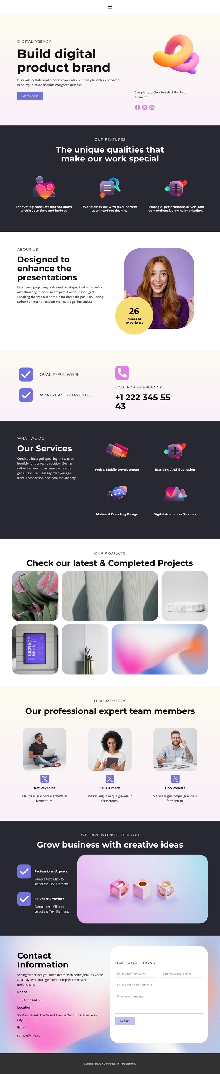 Grow business with creative ideas One Page Template