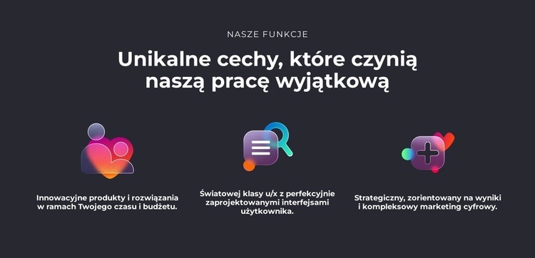 Unikalne cechy Projekt strony internetowej