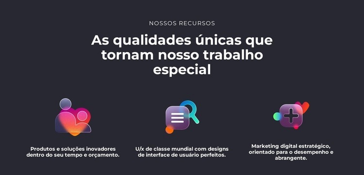 As qualidades únicas Design do site