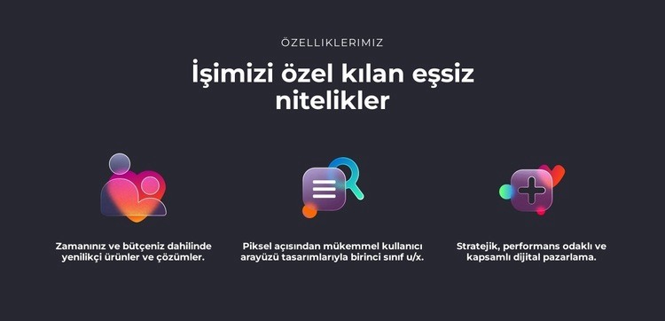 Eşsiz nitelikler Şablon