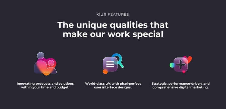 The unique qualities Landing Page