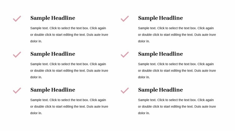 Texts with check icons Html Code Example