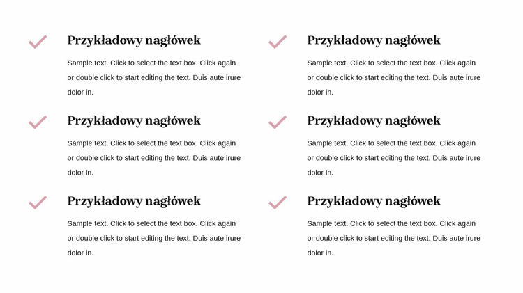 Teksty z ikonami czeku Szablon Joomla