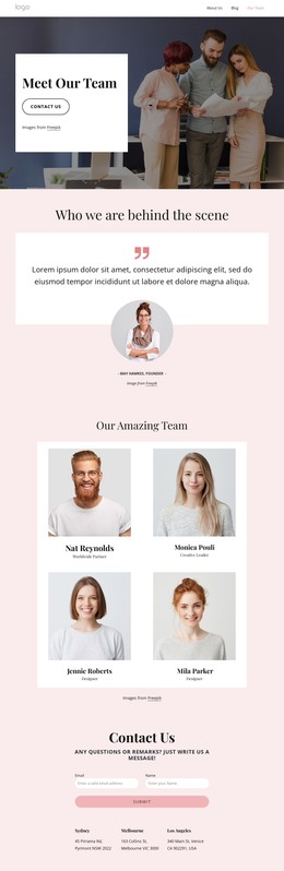 HTML Site For Meet Our Designeers