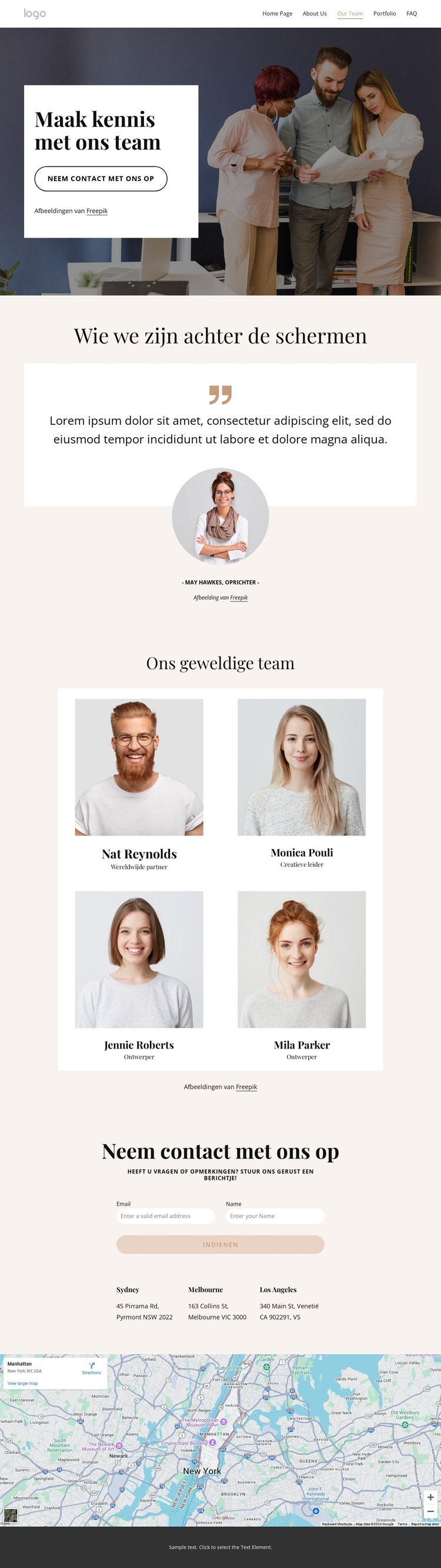 Maak kennis met onze ontwerpers Website sjabloon