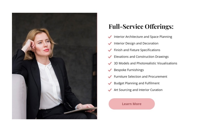 Full-service offerings One Page Template