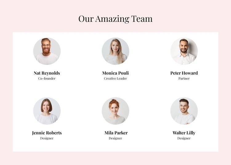 The amazing team One Page Template