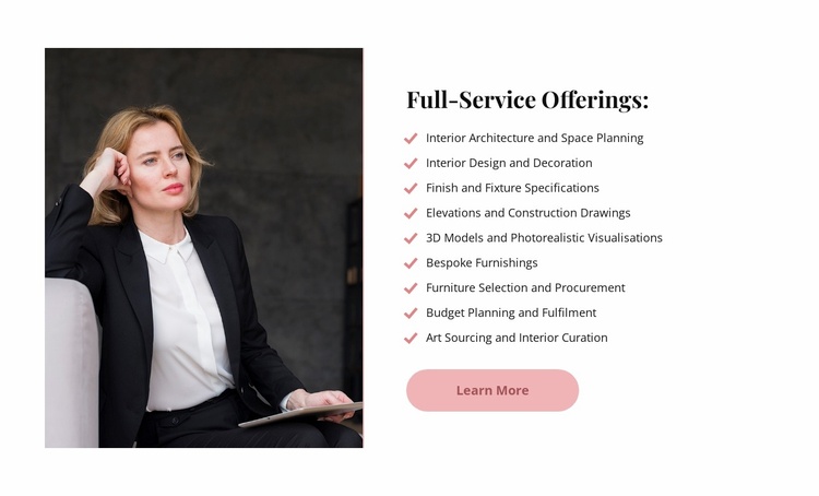 Full-service offerings Landing Page