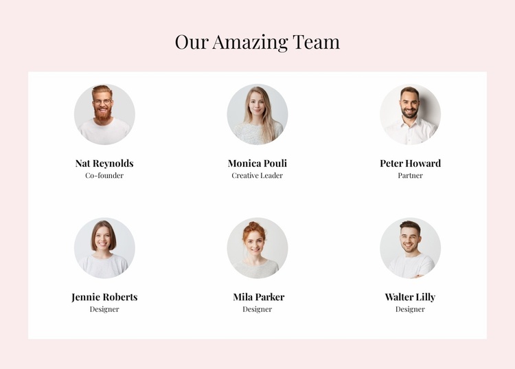 The amazing team Landing Page