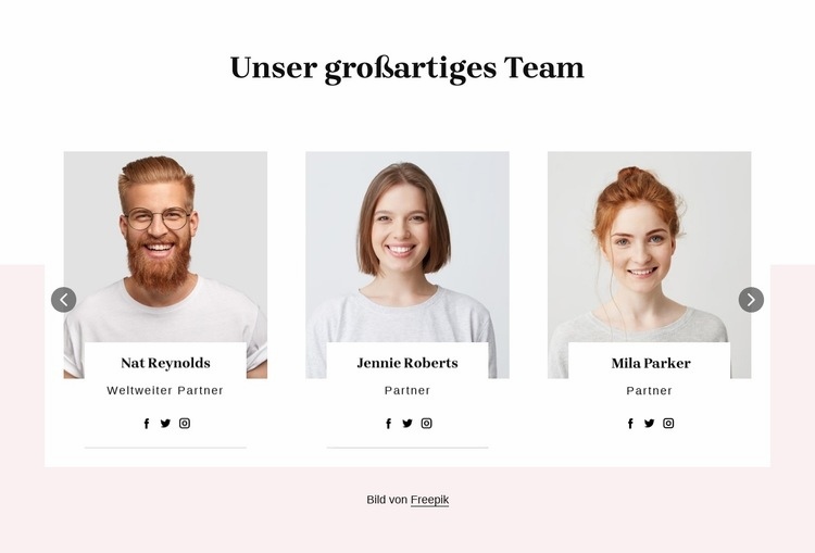 Teamblock mit Überlappung Landing Page