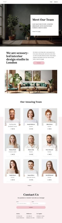 Meet Interior Studio Team Home Page Template