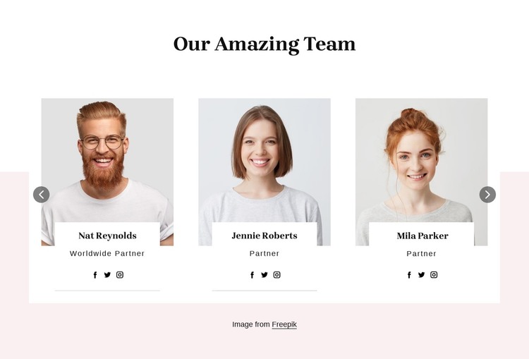 Team block with overlapping HTML Template