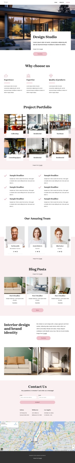 Interior design with care - One Page Template by Nicepage