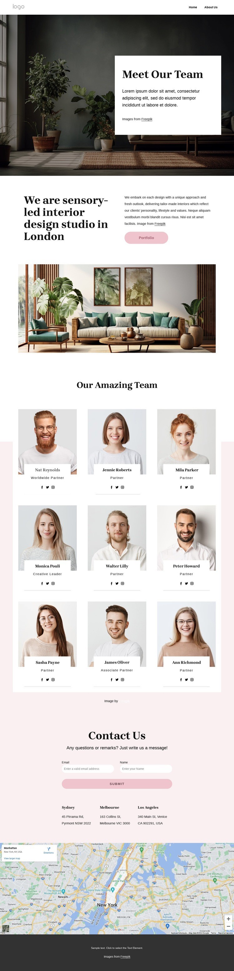 Meet interior studio team Web Page Design