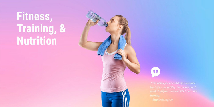 Fitness, training and nutrition Homepage Design