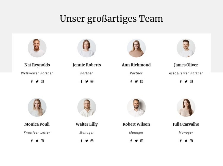 Das Team des Beratungsunternehmens Eine Seitenvorlage