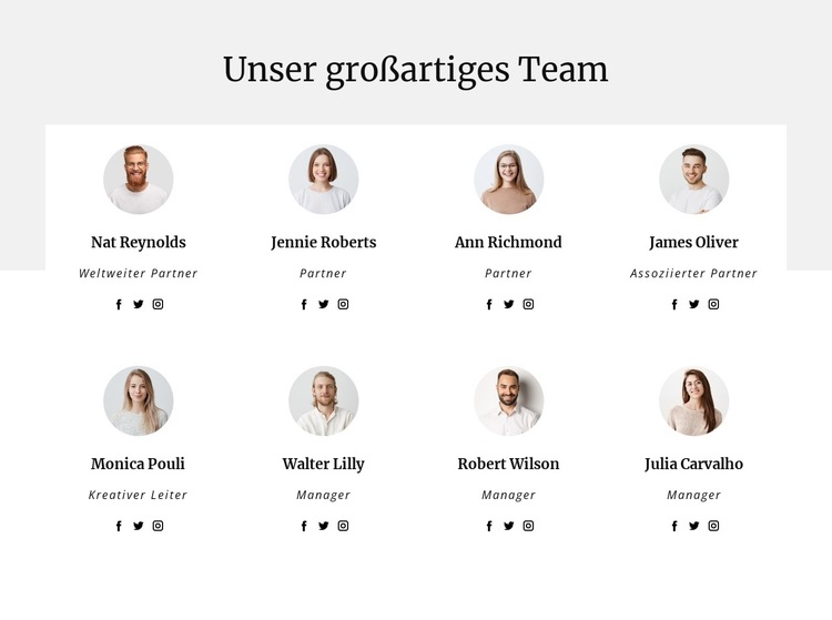 Das Team des Beratungsunternehmens Website-Vorlage