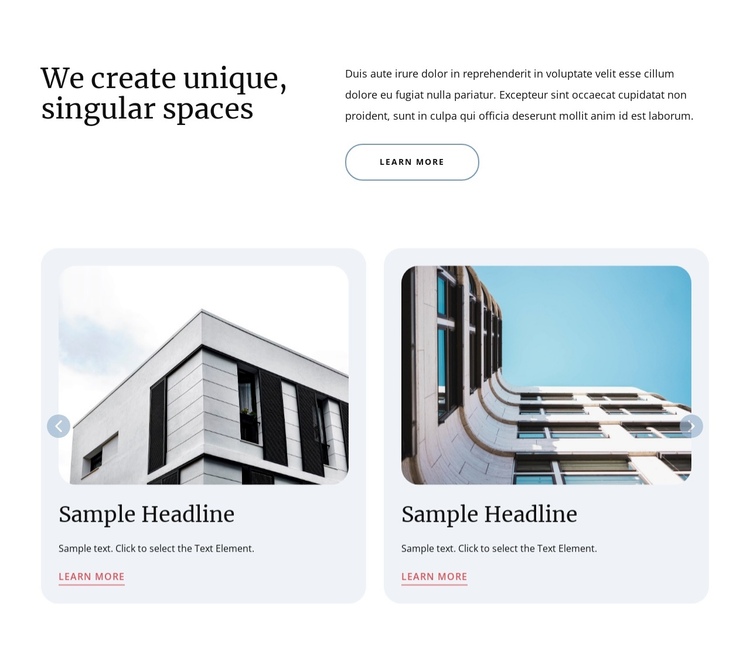 We create unique spaces One Page Template