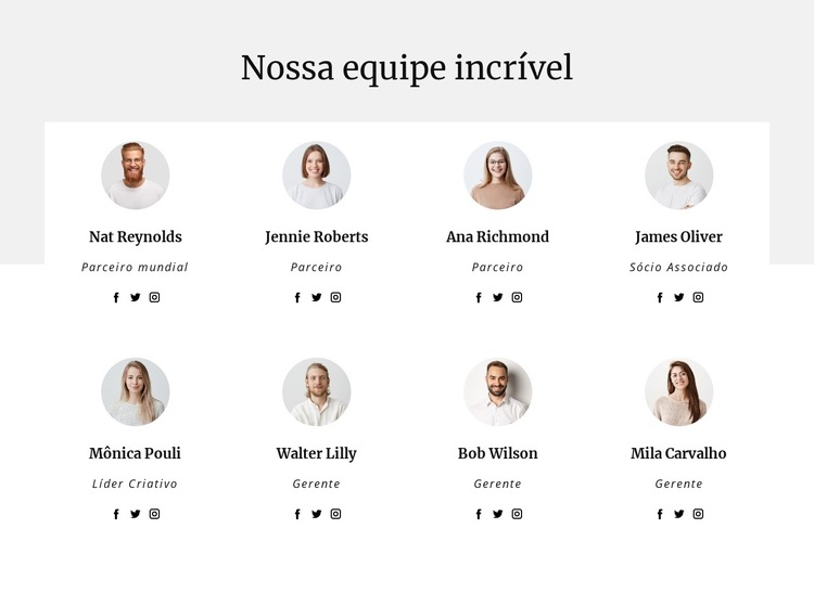 A equipe da consultoria Modelo de site