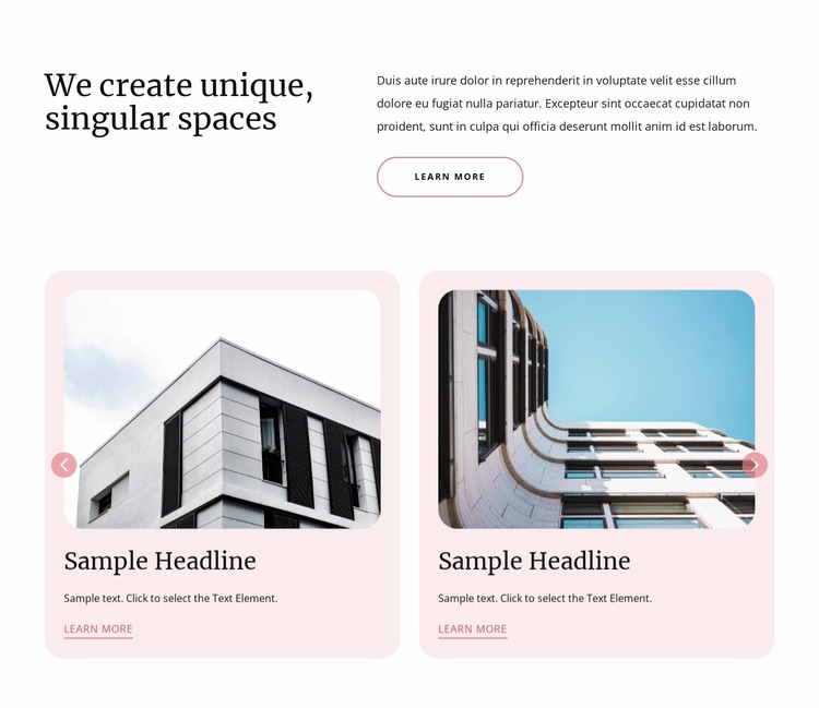 We create unique spaces Website Mockup