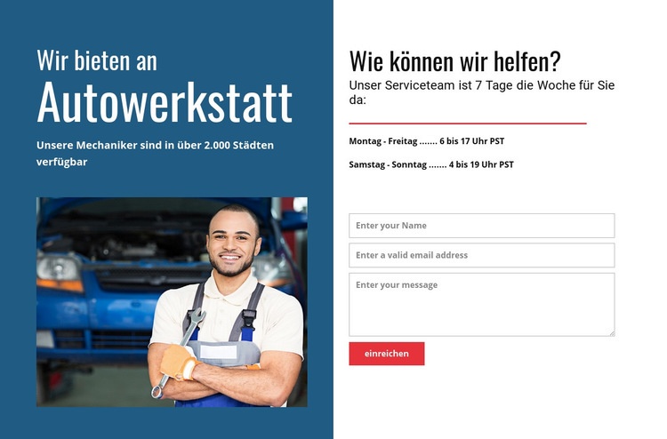 Wir bieten Autoservice HTML Website Builder