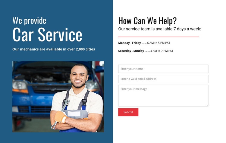 We provide car service Elementor Template Alternative