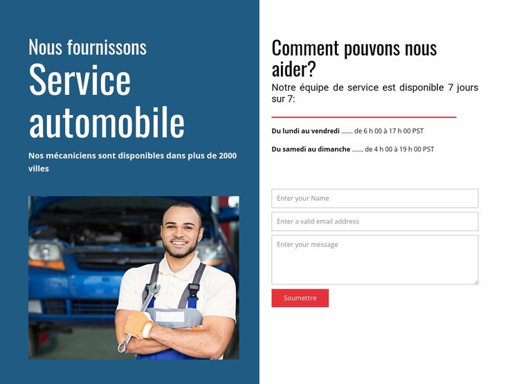 Nous fournissons un service de voiture Conception de site Web