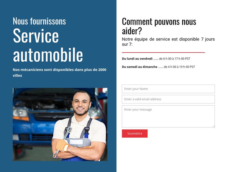 Nous fournissons un service de voiture Créateur de site Web HTML