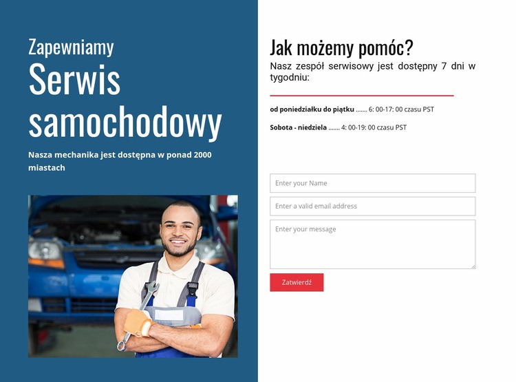 Prowadzimy serwis samochodowy Szablony do tworzenia witryn internetowych