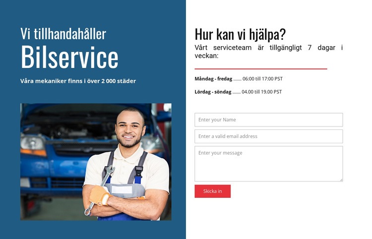 Vi erbjuder bilservice Hemsidedesign