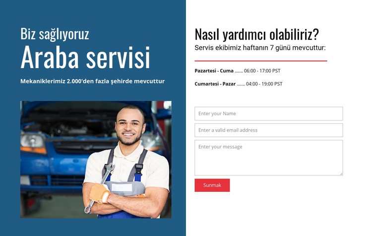 Araba hizmeti veriyoruz Html Web Sitesi Oluşturucu